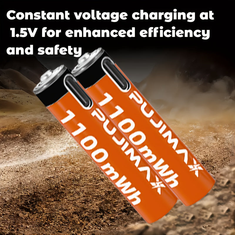 AAA qayta tiklanadigan litiy batareyasi 1100mWh tez USB-C zaryadlash bilan qurilmalar uchun