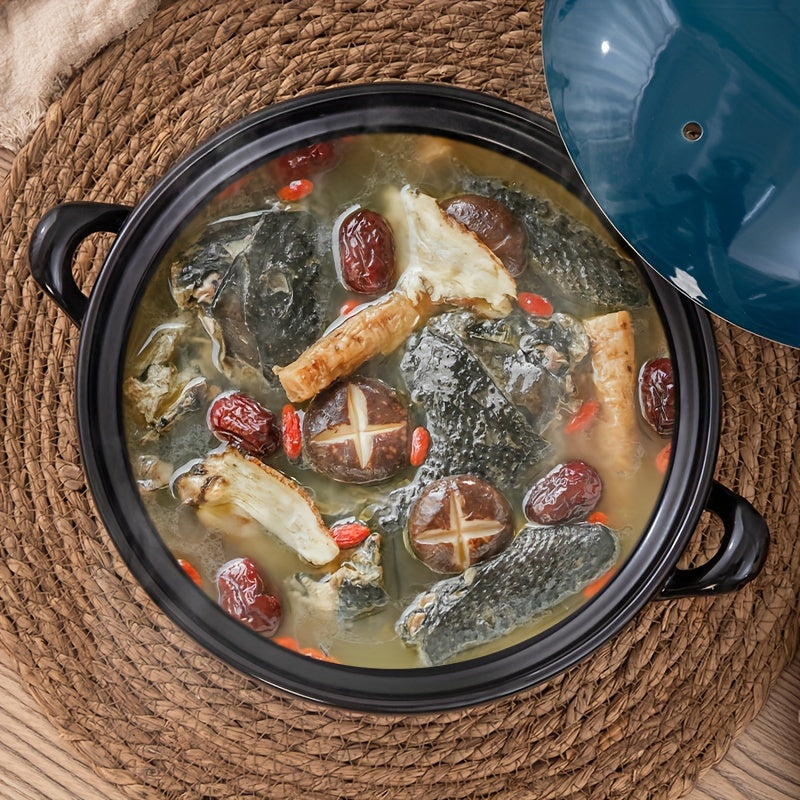 Emerald Green qopqog'li keramik wok, gaz plitkalar uchun yopilmaydigan pishirish qozoni