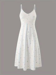 Plus Size Women's Off-Shoulder Sleep Dress Black White Star Print Lounge Nightgown