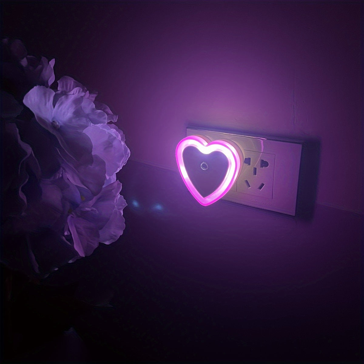 Heart-Shaped LED Night Light with Sensor Wall Mount Indoor Non-Waterproof