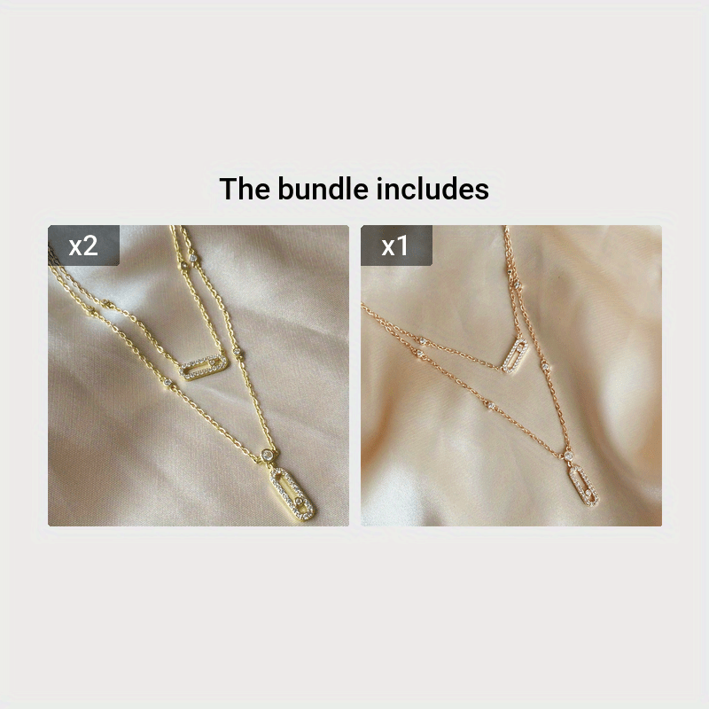 Geometric Paperclip Pendant Necklace with Cubic Zirconia for Weddings and Parties