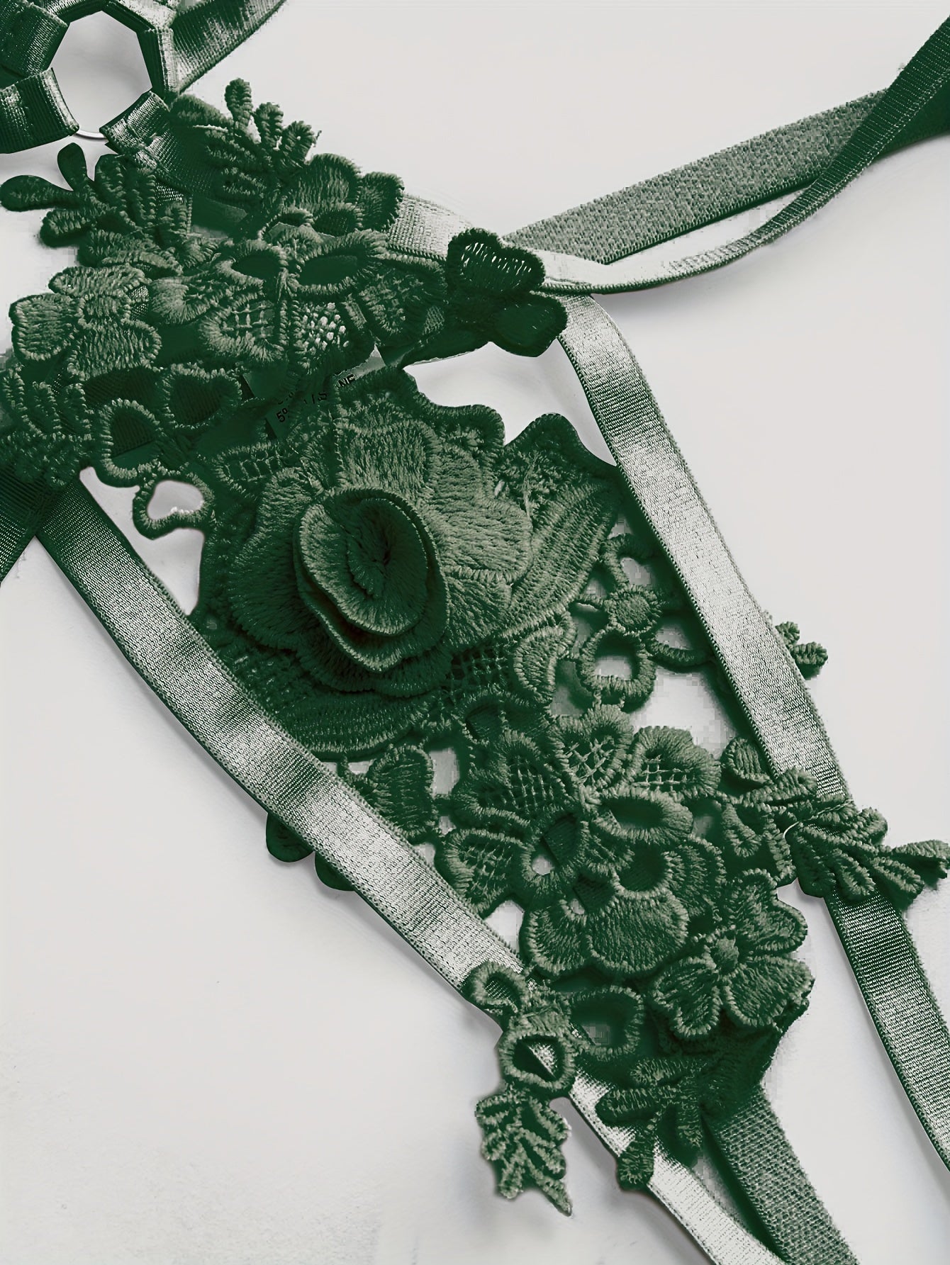 Women's Polyester Knit Bodysuit with Embroidery and Heart Pattern for Lingerie Set