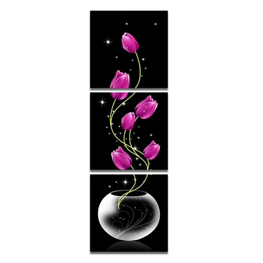 3-Piece Mosaic Oil Painting Wall Art Set for Room Decor Scenic Bedroom Living Room