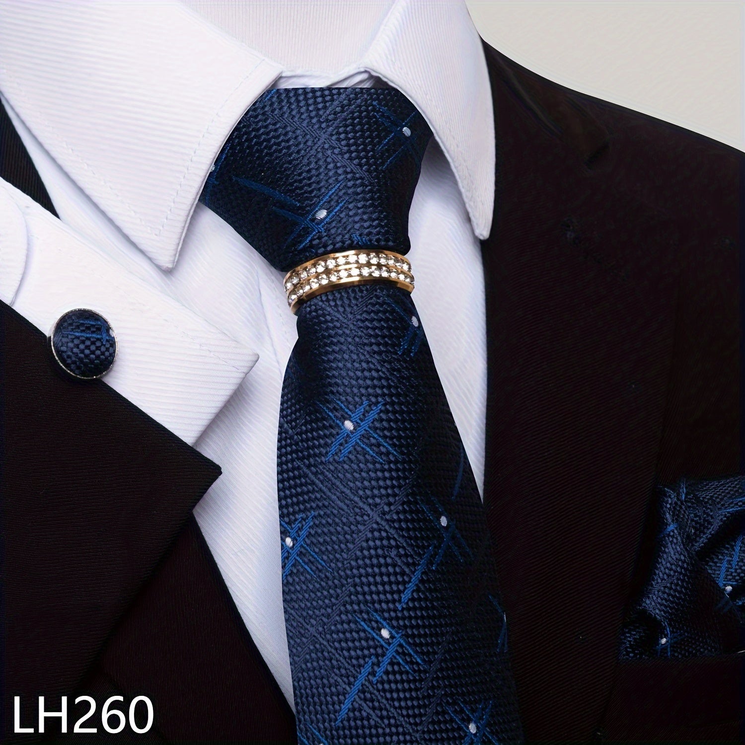 Men's Fashion Accessories Set Tie Pocket Square Handkerchief Cufflinks for Weddings Parties Business