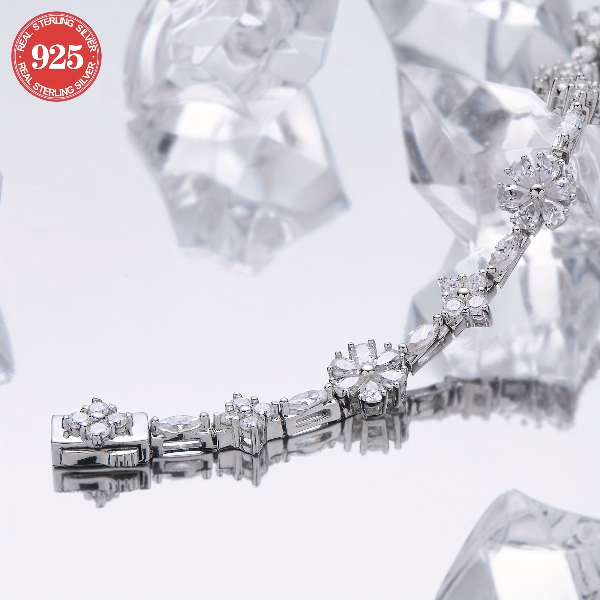 Браслет из стерлингового серебра с муассанитом, камень рождения октября, покрытие белым золотом, элегантное украшение