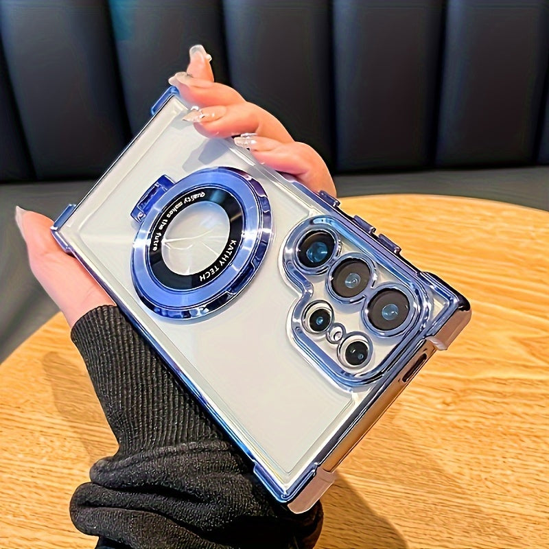 Чехол для телефона Samsung A55/A15/A25/A35/A54/A34/A53 5G Luxury Retro Magnetic - Ультратонкий, Электроплакированный Прозрачный, С Подставкой