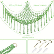 Large Blue Plush Mesh Toy Storage Hammock for Animal-Themed Corners and Wall Decorations