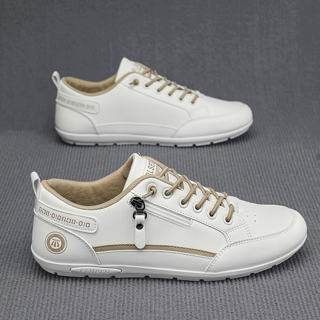 Women's Low-Top Sneakers White Black Lace-Up Casual Athletic Shoes