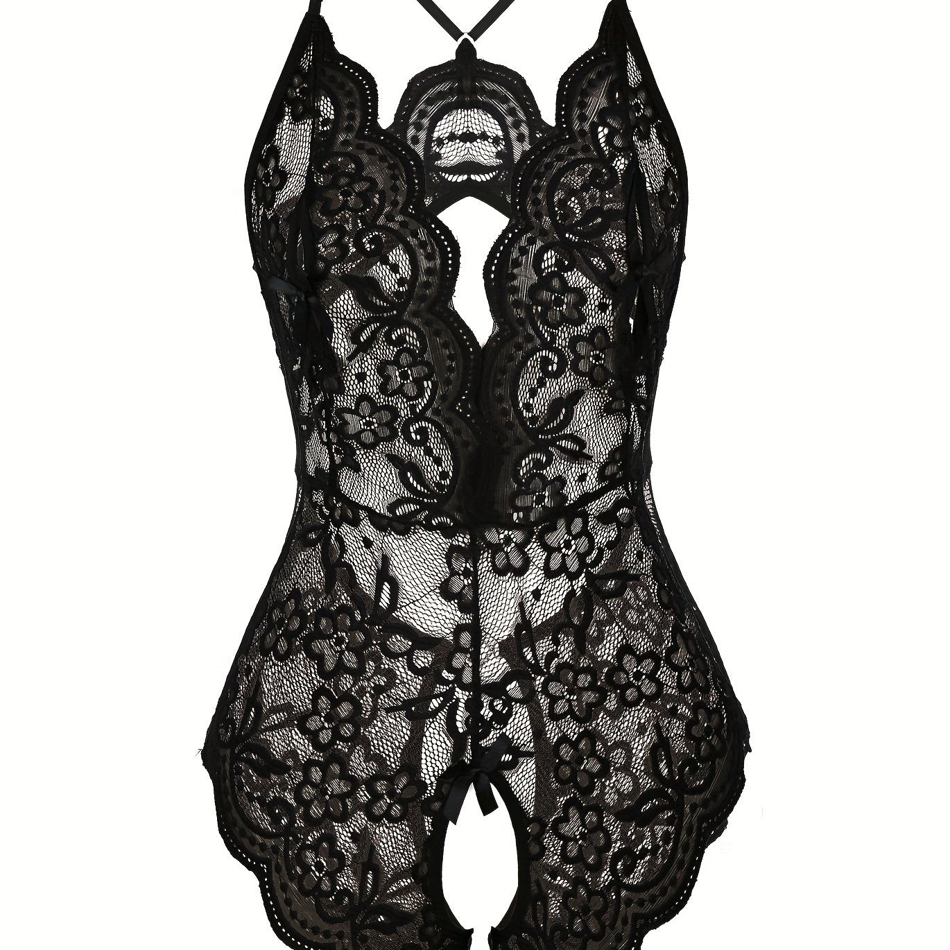 Women's Floral Lace Backless Teddy Bodysuit for Valentine's Day Gift