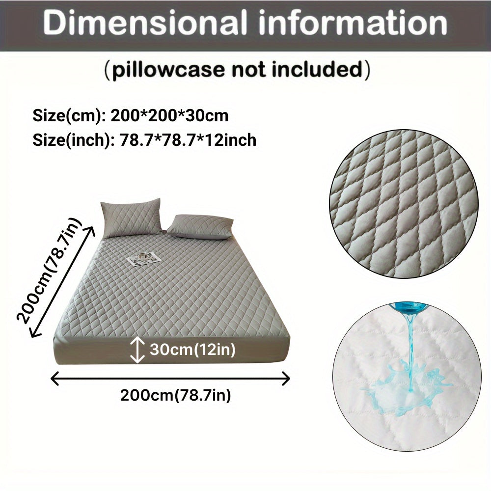 Waterproof Quilted Fitted Bed Sheet Protector for Single or Double Bed Gray White 1 Piece