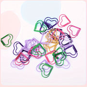 50 Colorful Heart-Shaped Iron Paper Clips for Document Organization