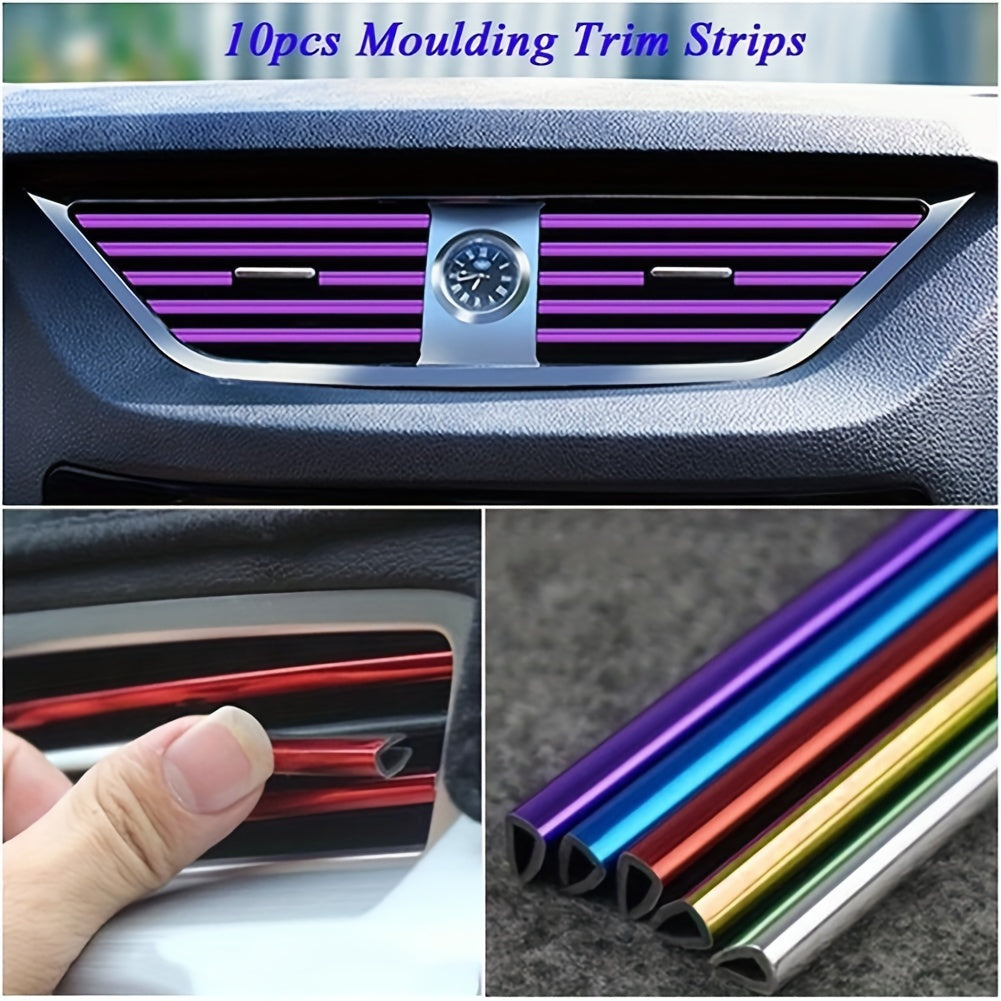 Universal Car Interior Decorative Clip Strips 10pcs Bright Colored Vent Accents