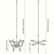 Conjunto de extensión de cadena de tracción para ventilador de techo con adornos de bolas de cuentas, libélula y mariposa