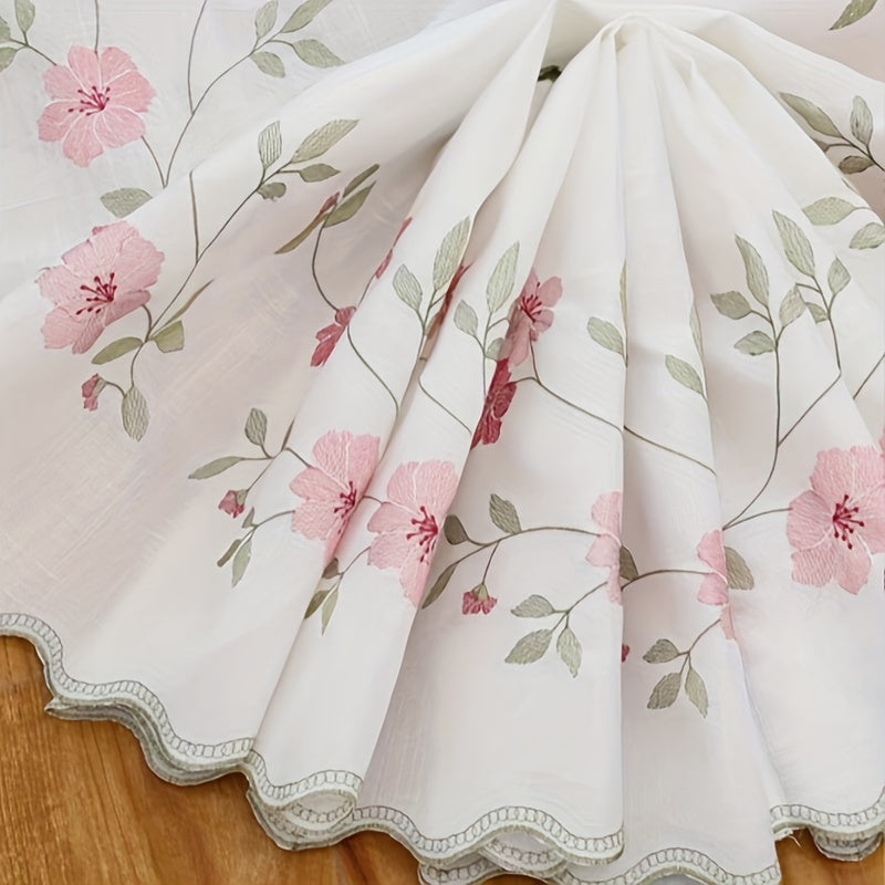 Cortina bordada con flores rojas para sala, dormitorio y cocina decoración elegante