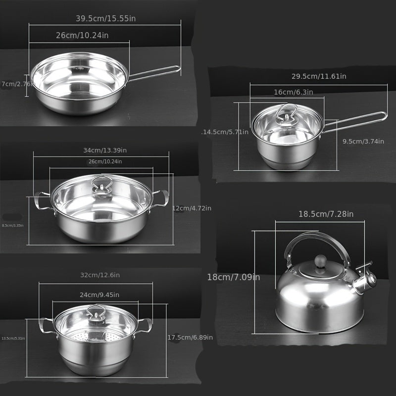 9-Piece Stainless Steel Kitchen Cookware Set Pots Pans Utensils