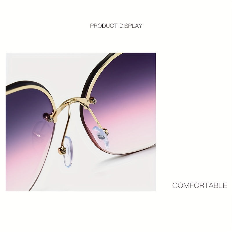 Gradient Sun Shades for Women Ombre Rimless Fashion for Summer Beach Vacation