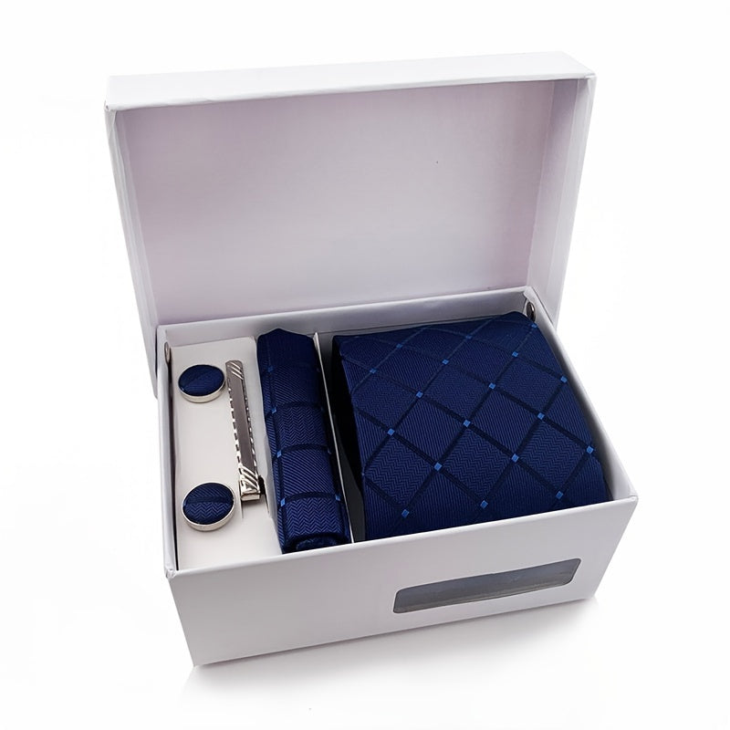 Men's Formal Plaid Tie Set with Gift Box
