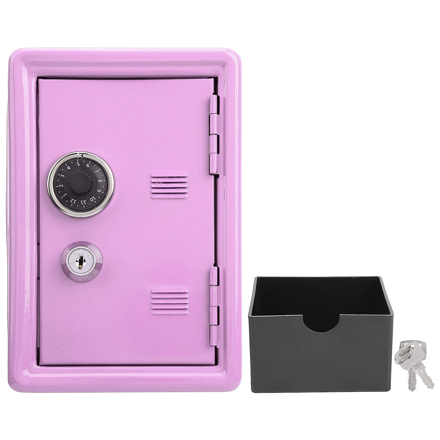 Metal Piggy Bank with Key and Combination Lock, Pull-Out Drawer, Gift Idea