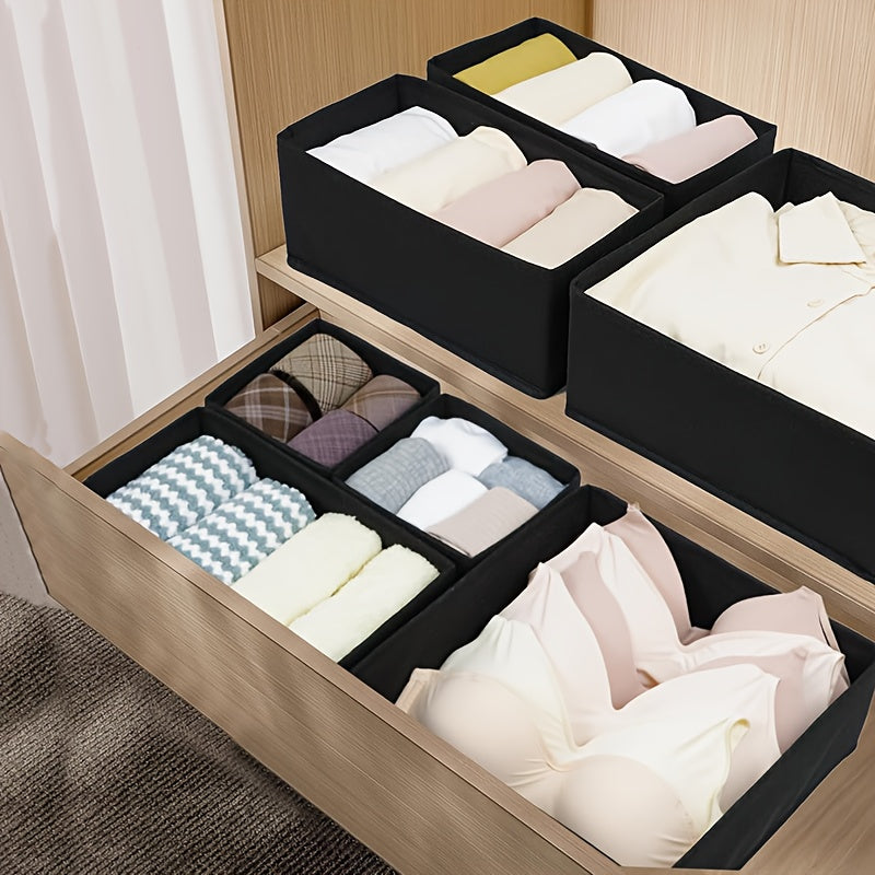 6-Piece Fabric Drawer Organizer Set Foldable Weather-Resistant Storage Bins for Home Organization