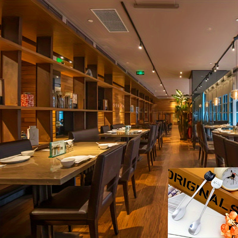 Stainless Steel Cartoon Cat Spoon for Ice Cream Tea Soup Durable Easy to Clean