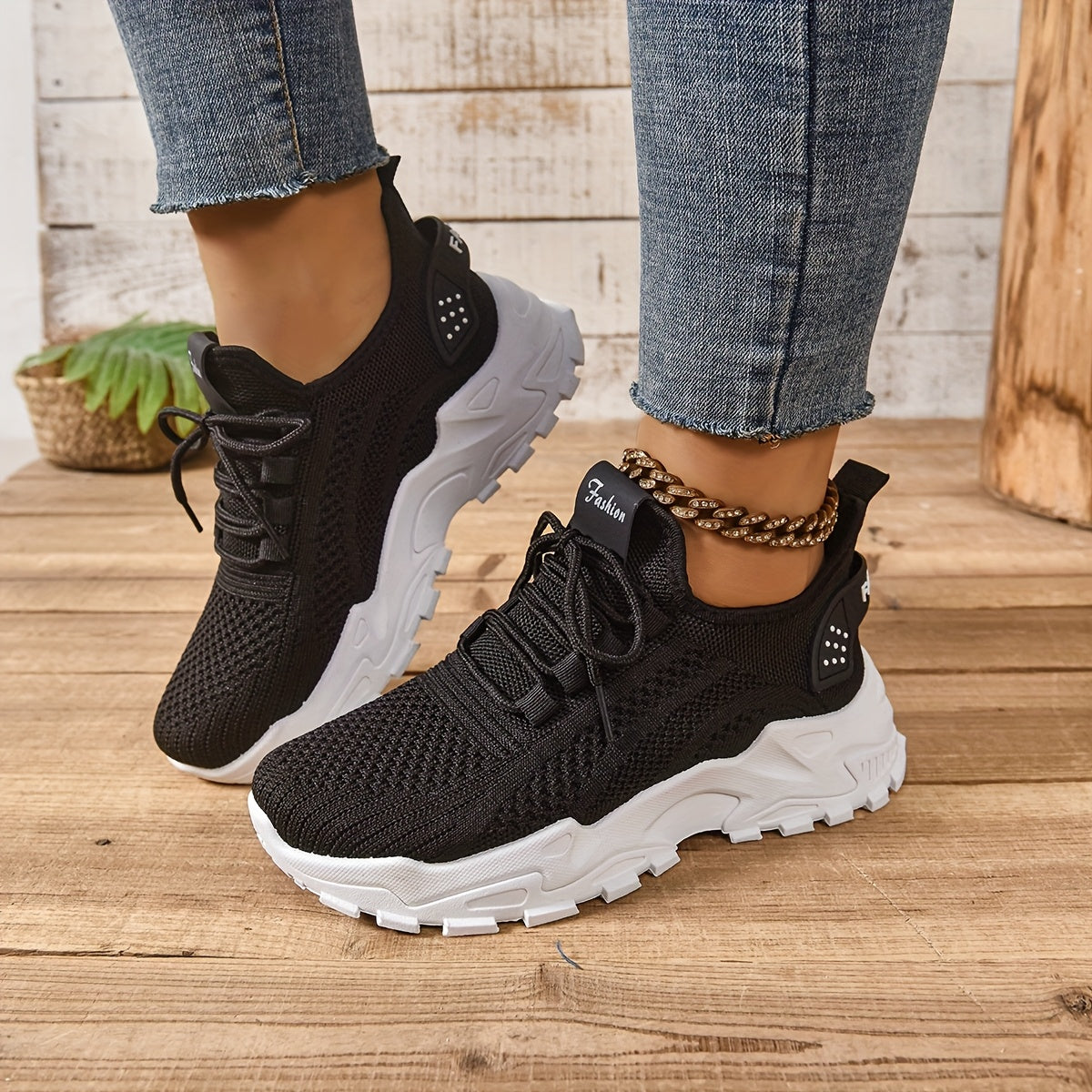 Women's Breathable Knit Slip-On Sneakers Casual Low-Top Walking Shoes White