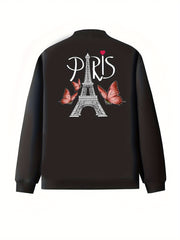 Plus Size Women's Casual Zip-Up Baseball Collar Pilot Jacket