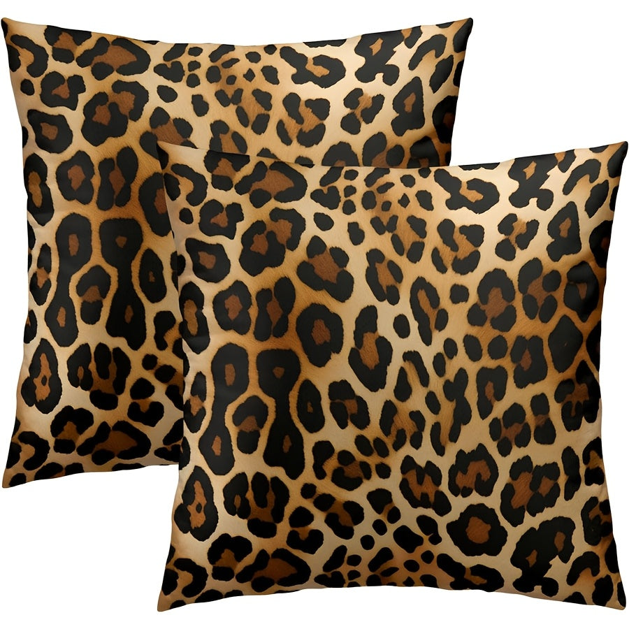 2 ta Leopard Print Throw Pillow Cover to'plami 16x16 dyuym Polyester Bardoshli