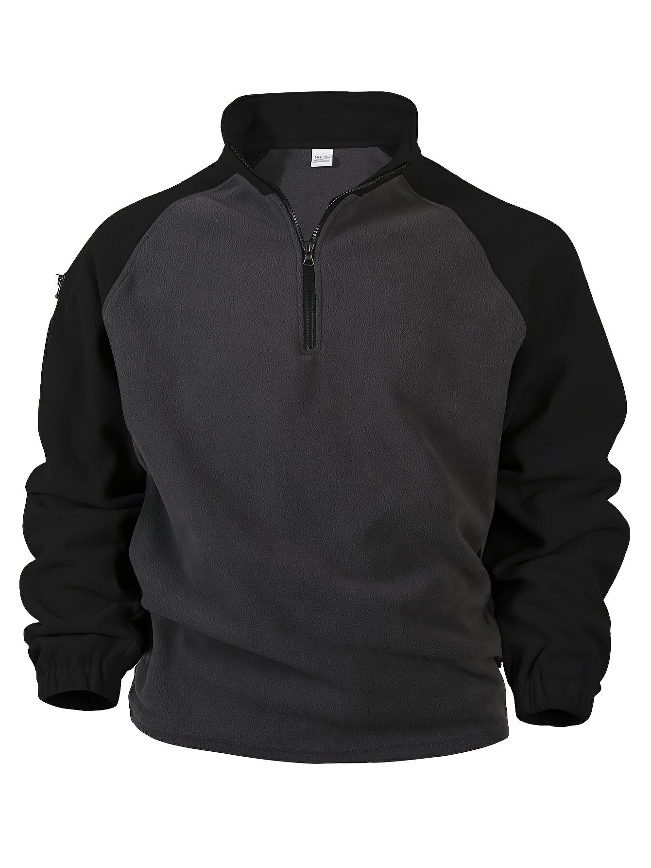 Camisa Henley con cremallera para hombre de otoño e invierno con cuello alto y felpa doble