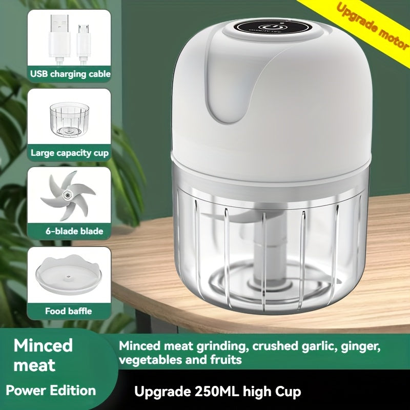 SENBOWE USB Elektr garlic press va oziq-ovqat protsessori - zanglamaydigan po'lat pichoq bilan kompakt dizayn, 5 soniya ichida maydalash, tez oshxona tayyorlash uchun USB orqali quvvatlanadigan.