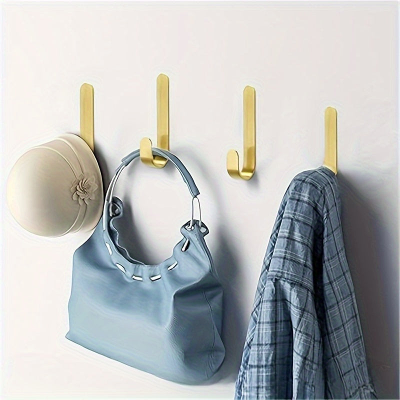 Set of 2 Brass Wall Hooks, Rust-Resistant Coat and Key Organizer