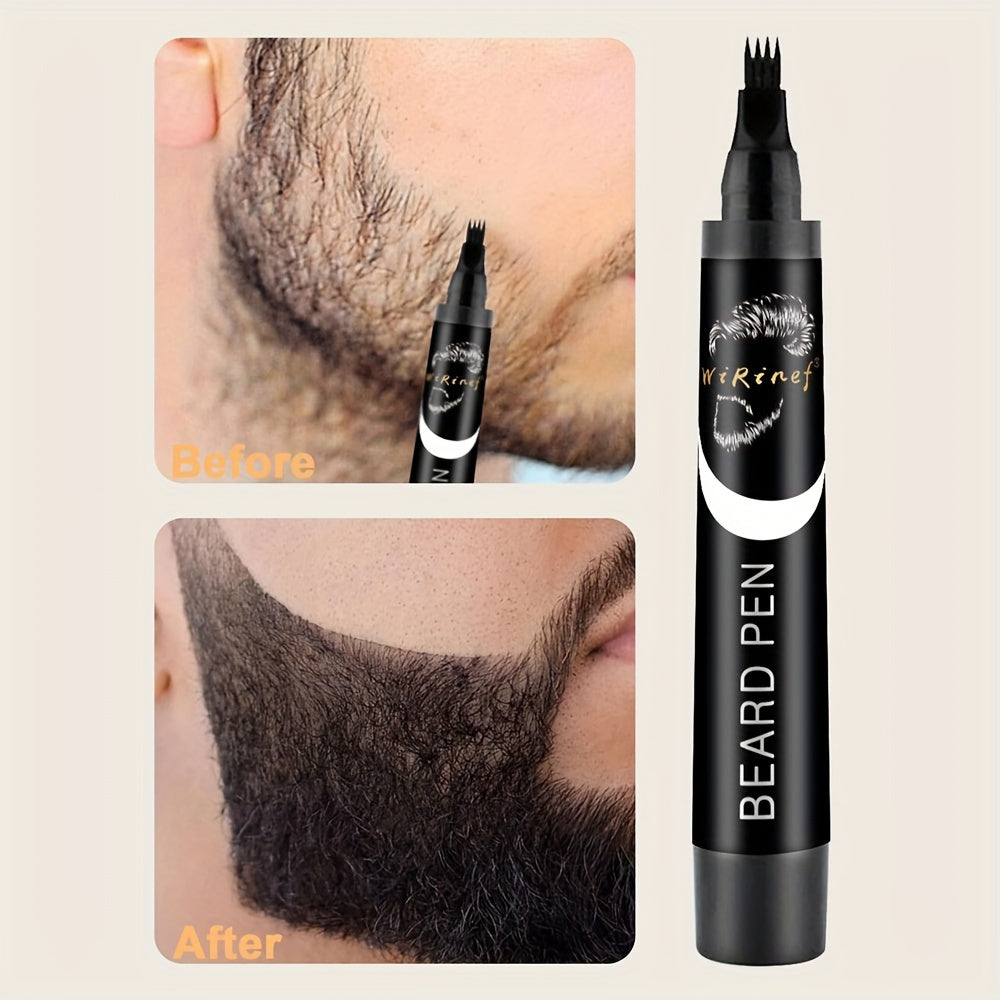 Men Beard Filler Pen Kit with Brush Natural Finish Long-Lasting Fragrance-Free
