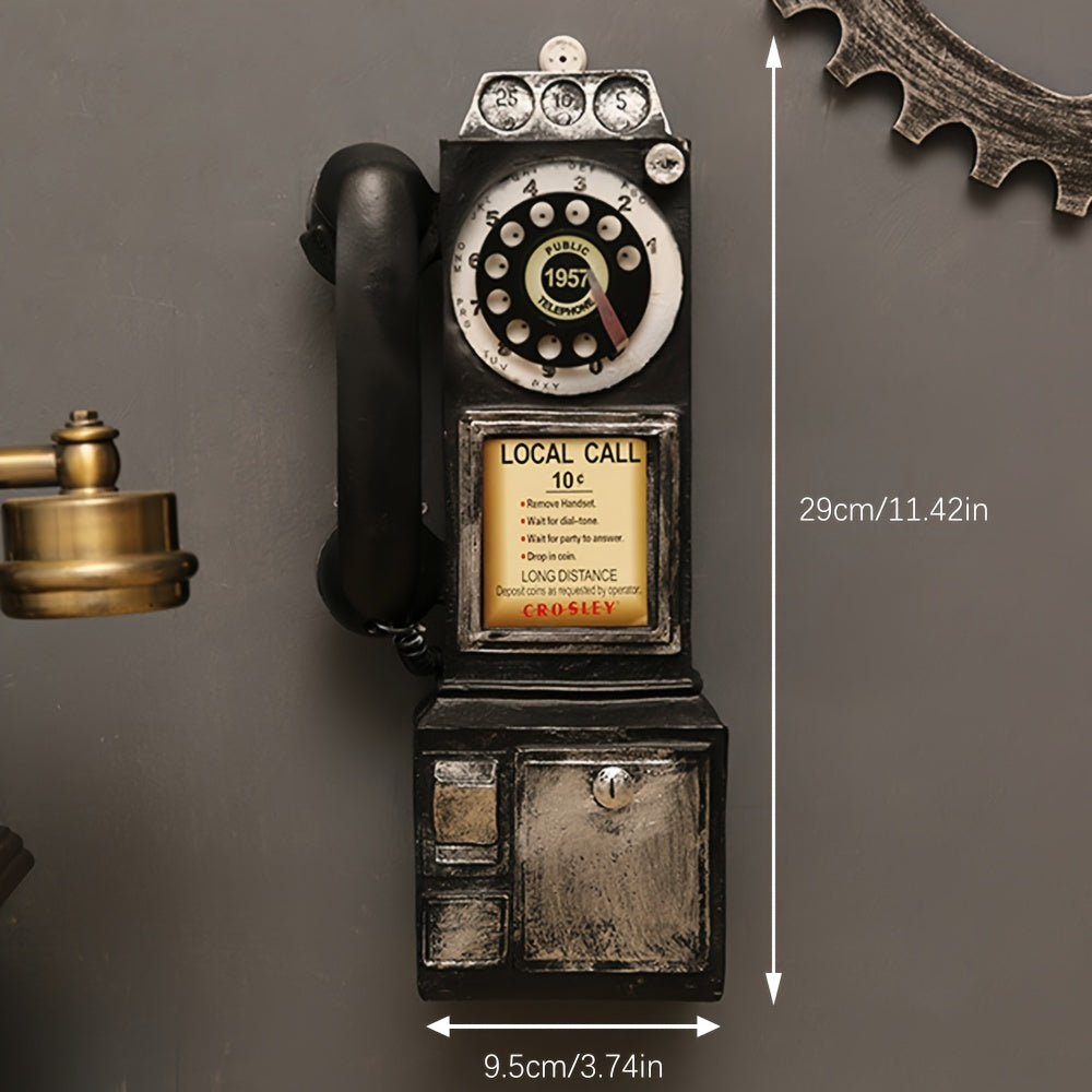 Decoración de teléfono público vintage de resina para pared para sala de estar, bar, cafetería y restaurante