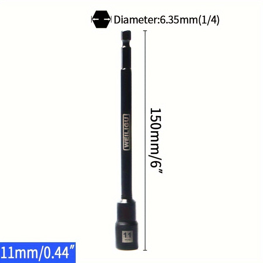 Magnetic Socket Set Black Chrome Vanadium Steel 150mm Extension