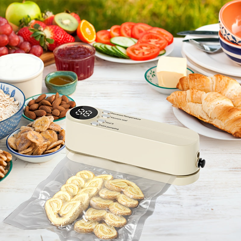 Sayohat uchun ikki funksiyali qo‘l bilan ishlovchi oziq-ovqat vakuum yopishtiruvchi, USB orqali qayta zaryadlanadigan 2400mAh batareya bilan