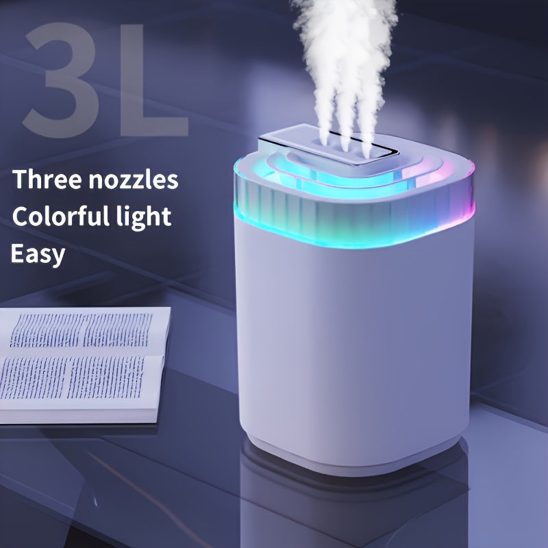 Large Capacity Desktop Humidifier with 3 Nozzles, Adjustable Fog Output