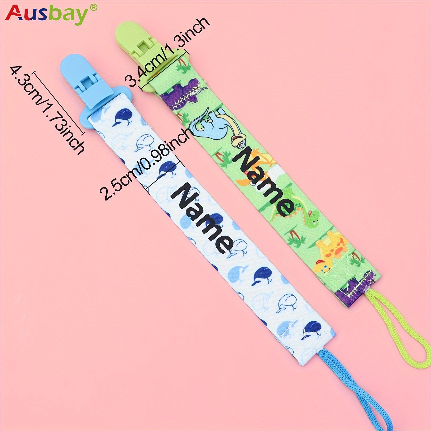 Personalized Baby Pacifier Holder Clips in Custom Gift Bags for Boys and Girls