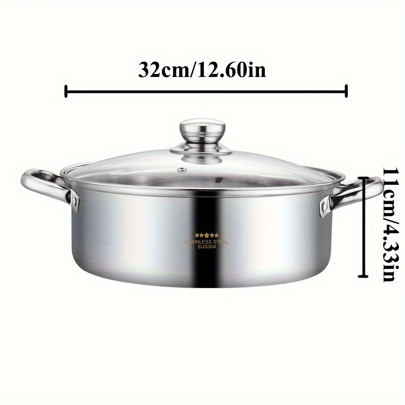 Olla de sopa caliente de acero inoxidable 304 con fondo de tres capas para hogar y restaurante