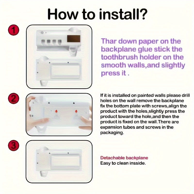 Wireless Charging Toothbrush Holder with Wall Sticker and Solar Panel for Bathroom