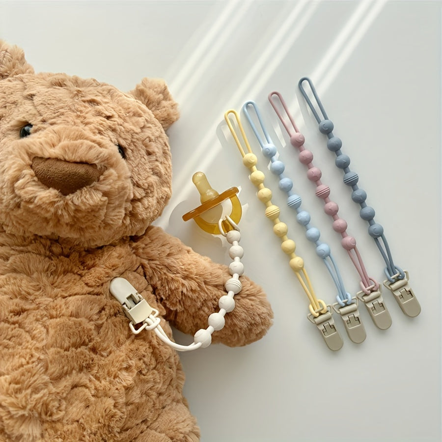 Set of 3 Baby Pacifier Clips Non-Toxic Silicone Gender-Neutral Durable and Long-Lasting
