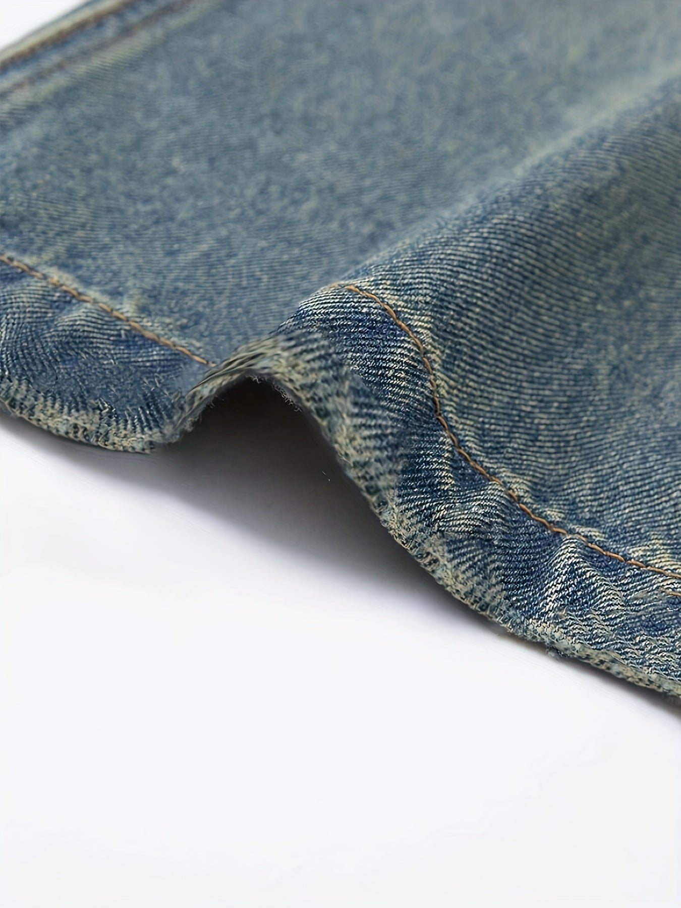 Men's Loose Fit Wide Leg Denim Jeans Cotton Raw Wash All-Season