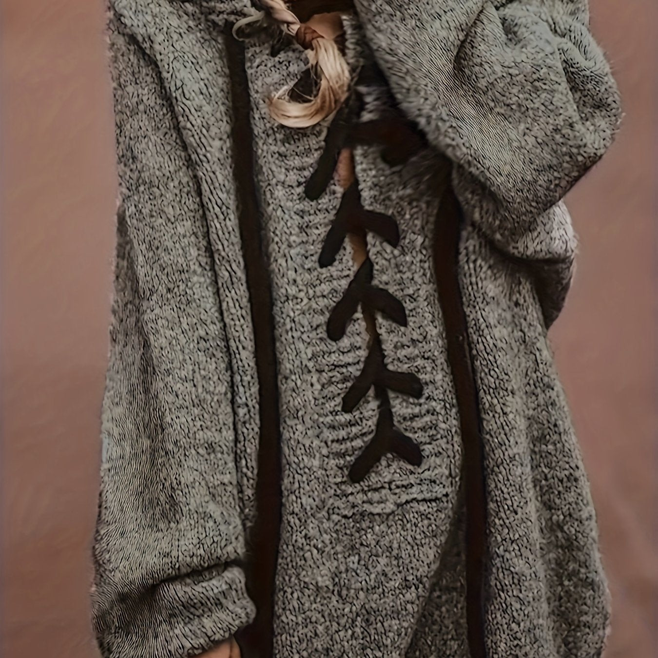 Women's Solid Color Drawstring Hooded Sweater Long Sleeve Casual Fall Winter
