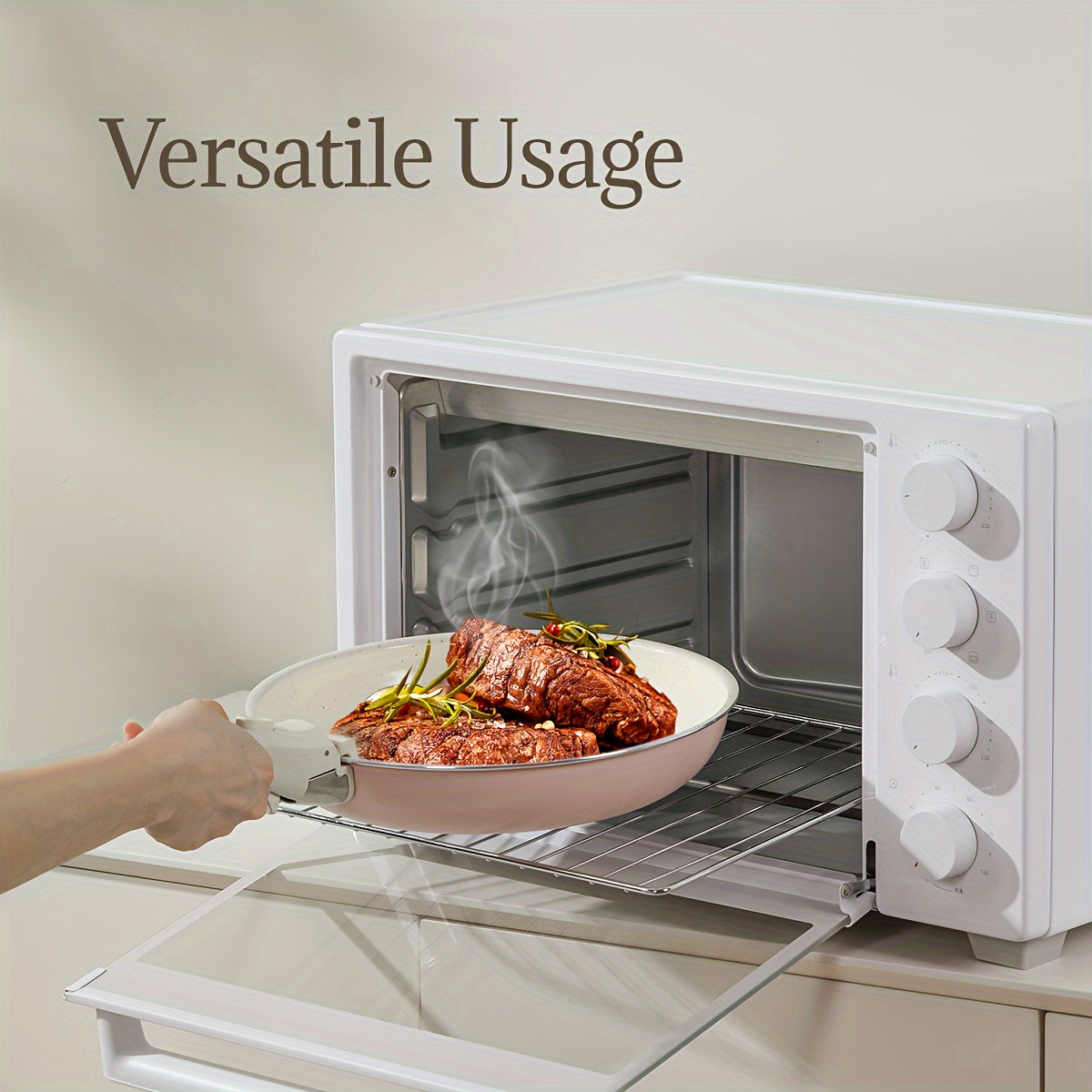 Yopishqoq emas pishirish to'plami - 5 dona, olib tashlanadigan tutqichlar bilan, pechda ishlatish uchun xavfsiz, qulay saqlash uchun yig'iladigan. Sayohat va uy oshxonalari uchun ideal.