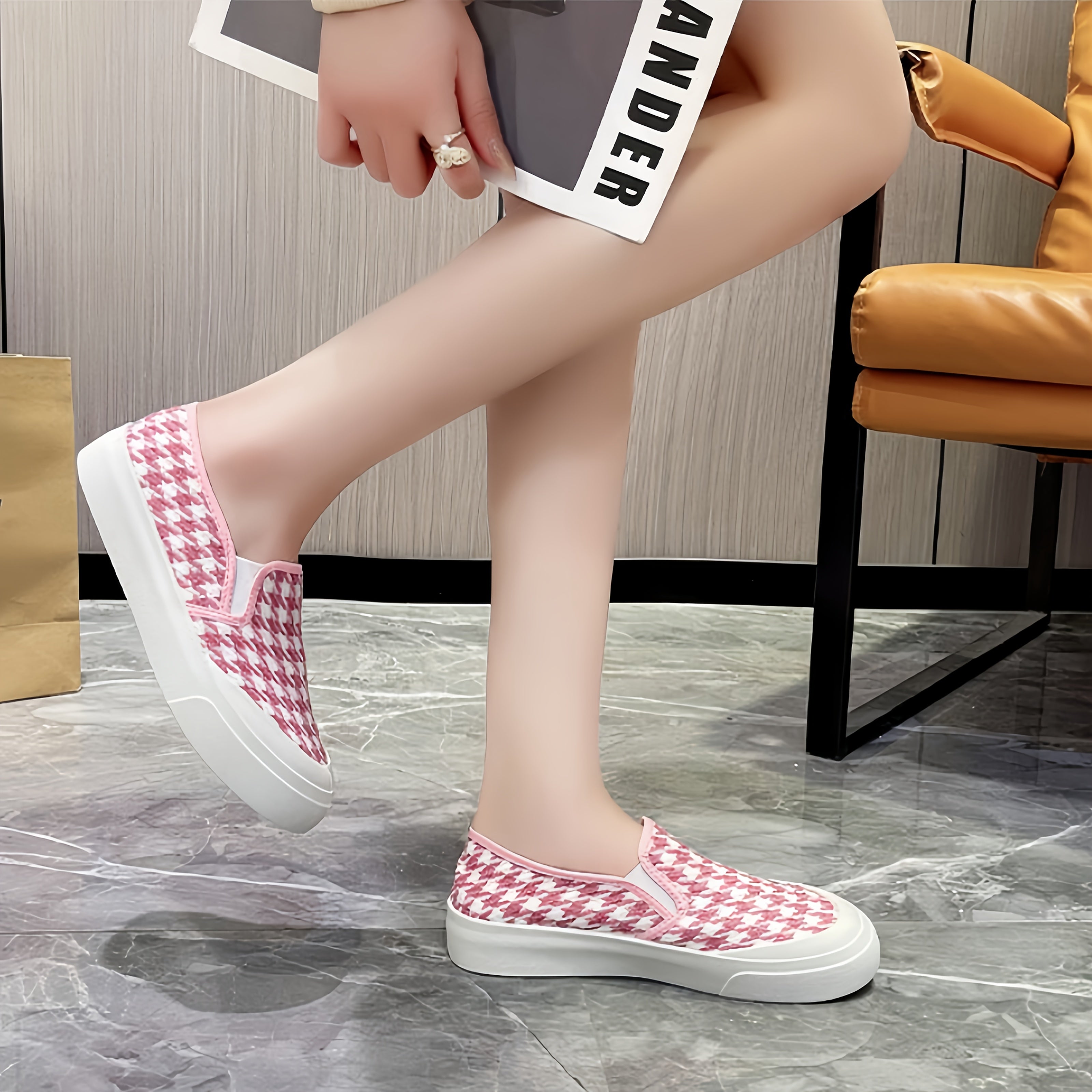 Women's Slip-On Platform Loafers Breathable Fabric Cushioned EVA Rubber Sole