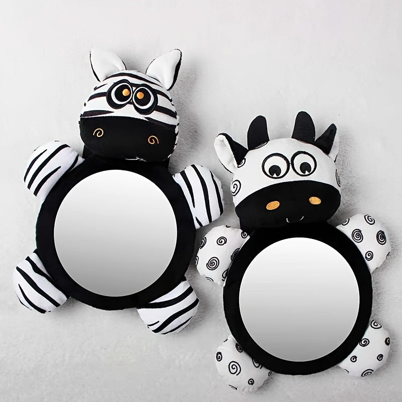 Black and White Baby Rear Seat Mirror Shatter-Resistant Adjustable Stroller Mirror