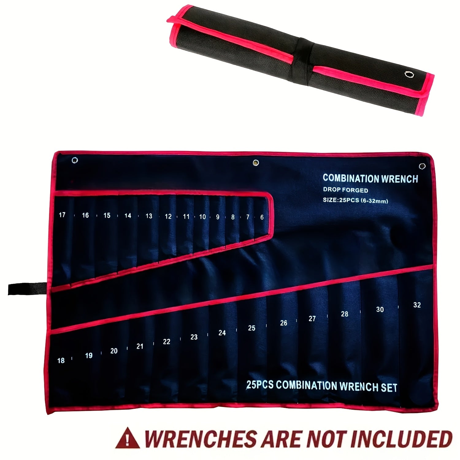 Durable Wrench Roll-Up Pouch with Safety Strap Handle and Hanging Feature Tool Organizer