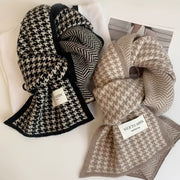 Women's Houndstooth Knit Scarf Warm Windproof Casual Accessory