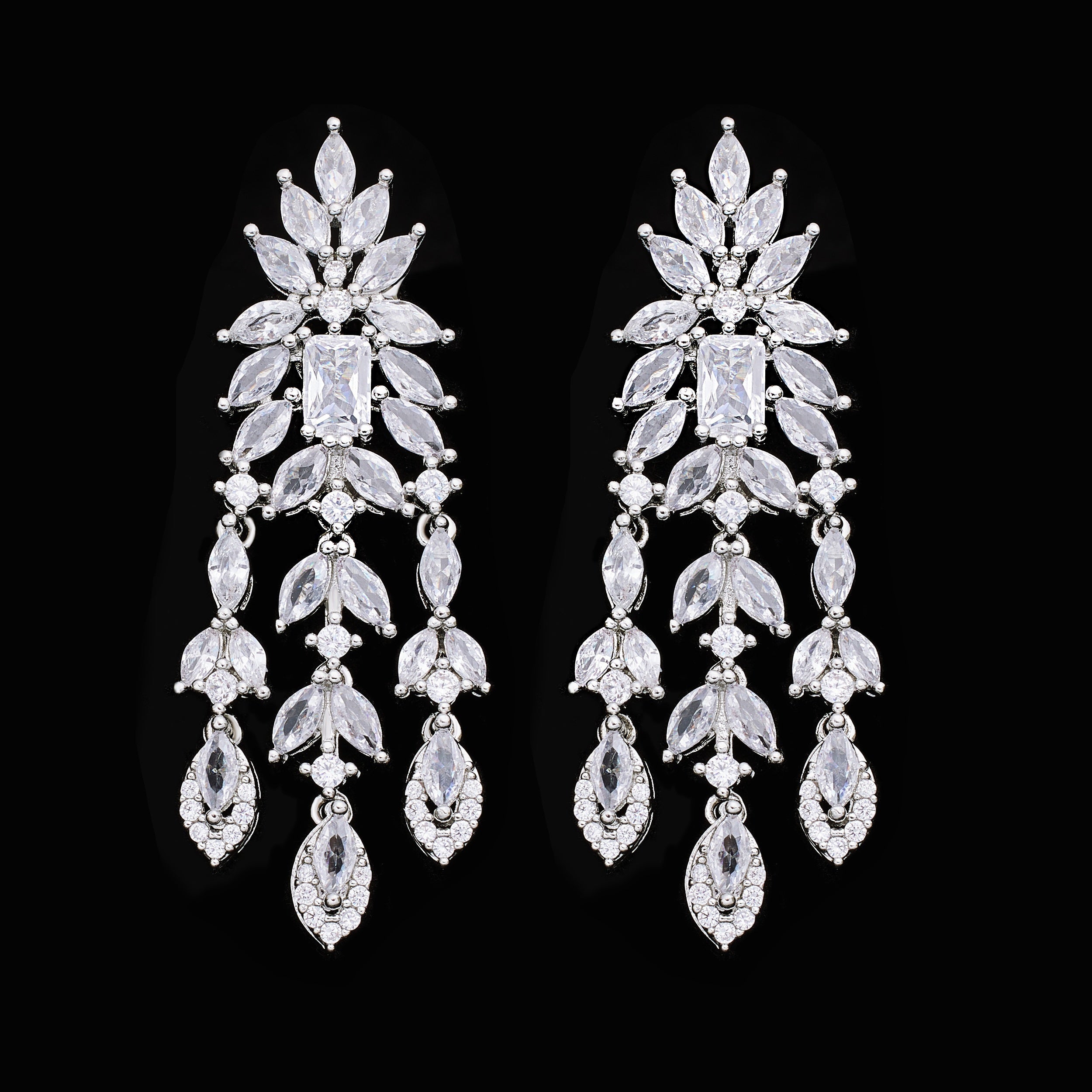 Women’s Crystal Jewelry Set with Necklace Bracelet Ring Earrings Synthetic Zirconia for Weddings