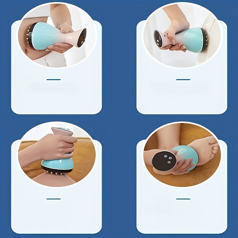 Ikki rejimli elektr Gua Sha yuz massaj qiluvchi qurilma, qayta zaryadlanadigan batareya/USB, 2000mAh, pushti va ko'k gradient dizayni, yuz va bo'yin parvarishi go'zallik qurilmasi