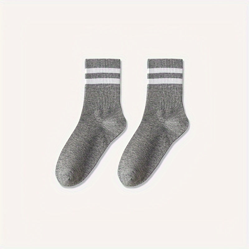 Men's Striped Crew Socks Pack of 3 Breathable Comfortable Outdoor Wear