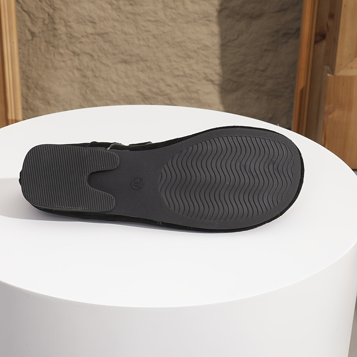 Zapatos planos de mujer tipo Mary Jane de franela de color sólido para todas las estaciones con punta redonda